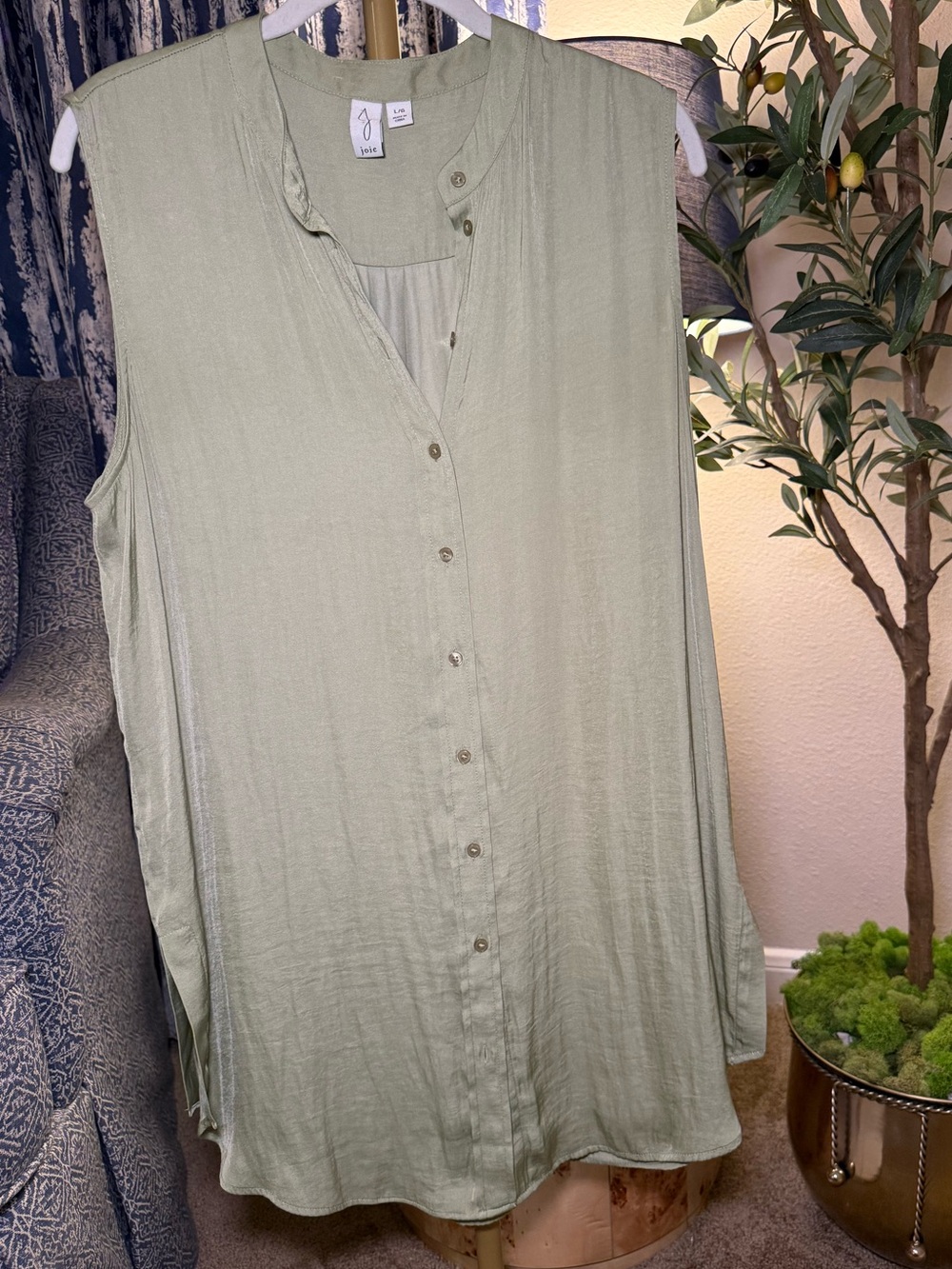 Joie Sleeveless Button Down Tunic in Green